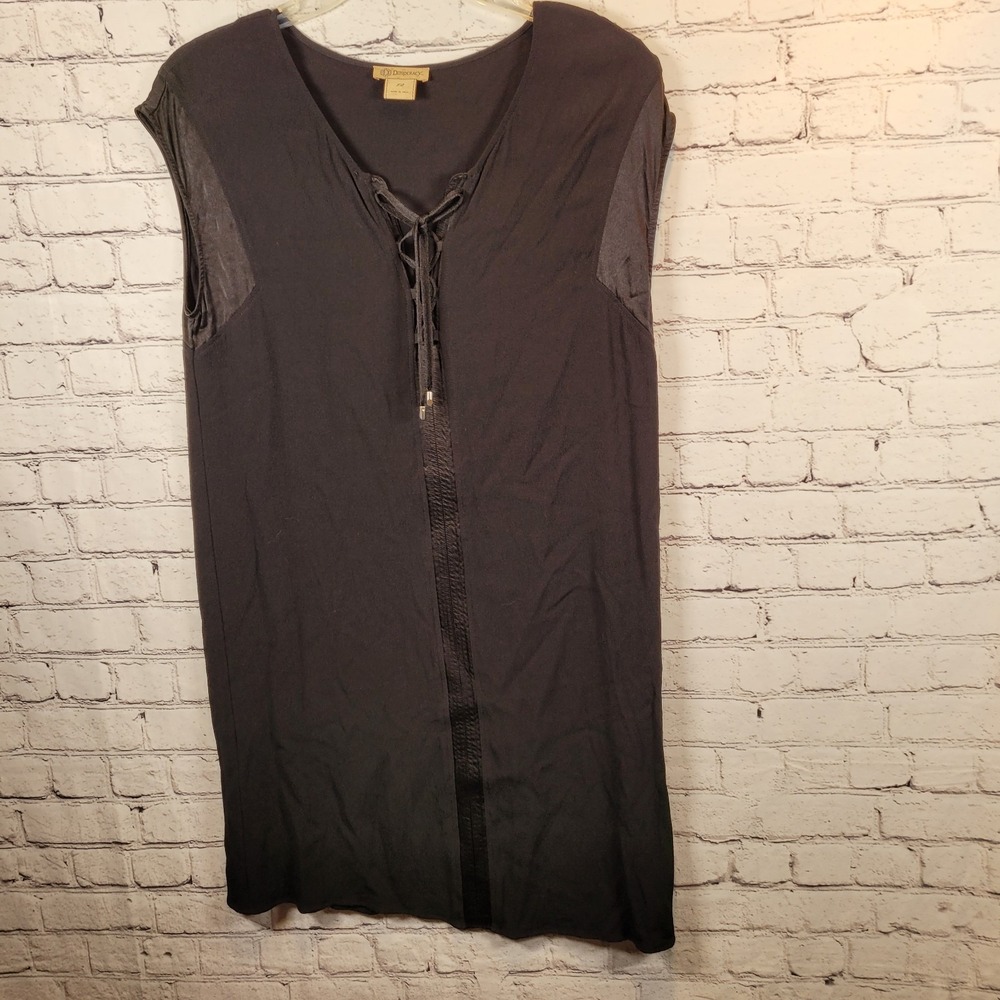 Democracy Front Lace-Up Dress Short Sleeve‎ Black Size 12